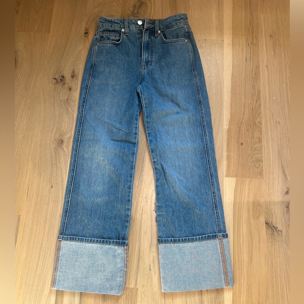 Veronica Beard Dylan Straight Leg Cuff Jeans